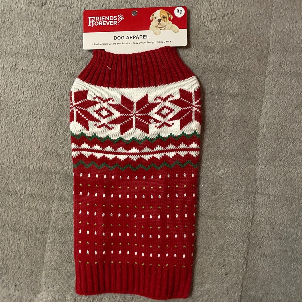 NWT Dog Apparel sweater FriendsForever Size M stretchy material